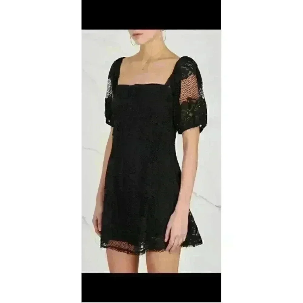 Free People Be‎ Your Baby Black Lace Mini Dress Medium